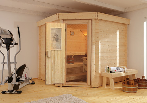 Blockbohlen-Einbausauna